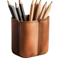 Pen Holder Weighted Leather Desk