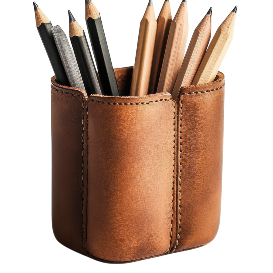 Pen Holder Weighted Leather Desk
