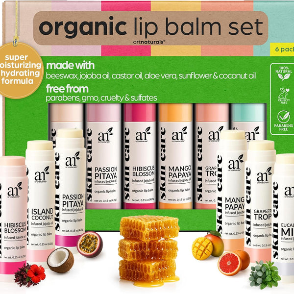 Organic Beeswax Lip Balm Set 6-Pack