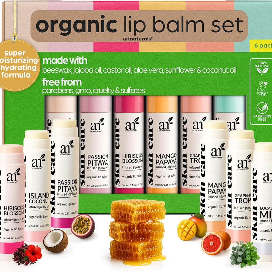 Organic Beeswax Lip Balm Set 6-Pack