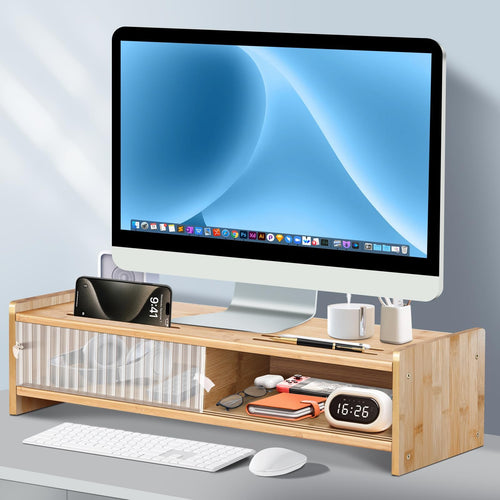 Desk Shelf Riser Bamboo 2-Tier