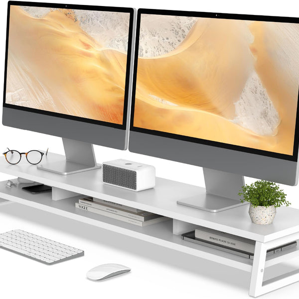 Desk Shelf Riser Bamboo 2-Tier