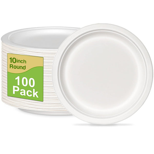 Compostable Paper Plates 100-Pack