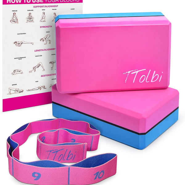 Yoga Block Set with Strap 2-Pack